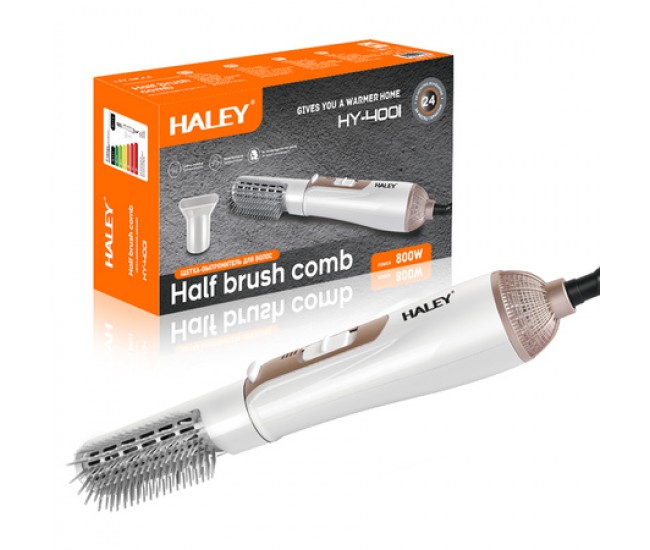 Perie cu Aer Cald HALEY HY-4001 Air 2in1, 800W, 3 Trepte Temperatura, Alb