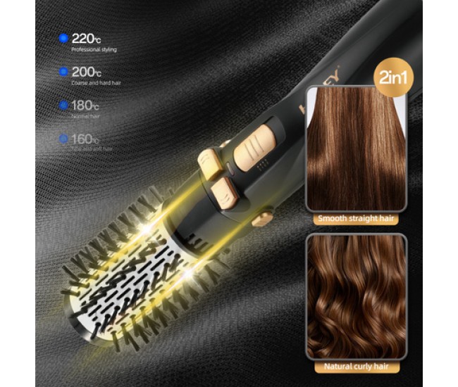 Perie Rotativa cu Uscator HALEY 6 în 1, 1200W, Capete Interschimbabile, 3 Trepte HY-4008