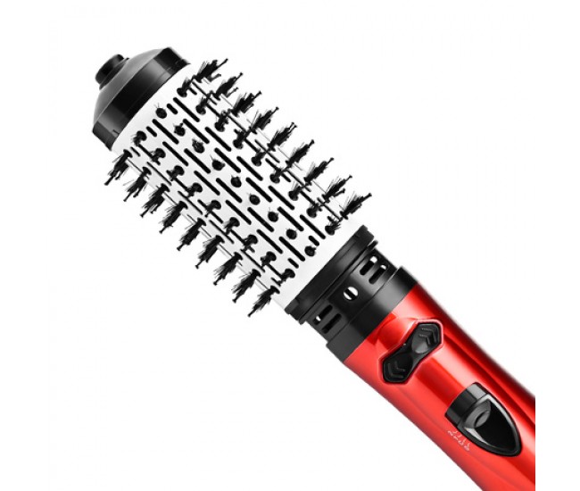Perie rotativa HALEY, 1200W, 2 viteze, 3 trepte temperatura, Invelis Ceramic, Roșu/Negru HY-1000