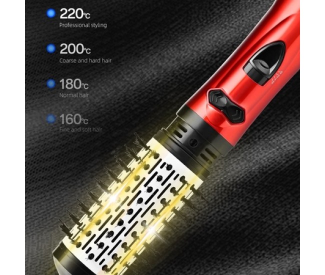 Perie rotativa HALEY, 1200W, 2 viteze, 3 trepte temperatura, Invelis Ceramic, Roșu/Negru HY-1000