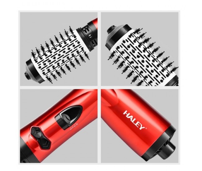 Perie rotativa HALEY, 1200W, 2 viteze, 3 trepte temperatura, Invelis Ceramic, Roșu/Negru HY-1000