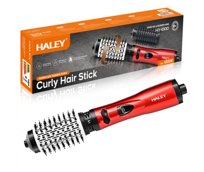 Perie rotativa HALEY, 1200W, 2 viteze, 3 trepte temperatura, Invelis Ceramic, Roșu/Negru HY-1000