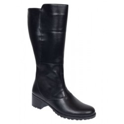 Cizme dama lungi din piele naturala, cu fermoar, negre, IMBLANITE - MVS6N