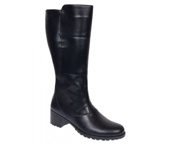 Cizme dama lungi din piele naturala, cu fermoar, negre, IMBLANITE - MVS6N