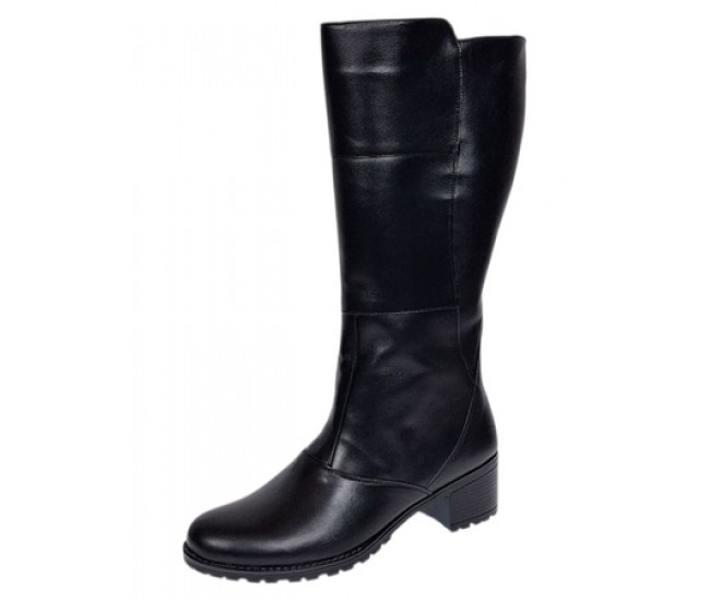 Cizme dama lungi din piele naturala, cu fermoar, negre, IMBLANITE - MVS6N