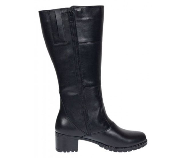 Cizme dama lungi din piele naturala, cu fermoar, negre, IMBLANITE - MVS6N