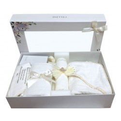 Trusou Botez Mare Celline Lumanare inclusa Alb Crem TRB537TRC