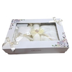 Trusou Botez Mare Celline Lumanare inclusa Alb Crem TRB537TRC