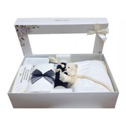 Trusou Botez Mare Celline Lumanare inclusa Alb + Albastru TRB539TRC