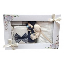 Trusou Botez Mare Celline Lumanare inclusa Alb + Albastru TRB539TRC