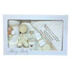 Trusou Botez cu broderie si ursulet Noya Baby Crem TRB532TRC