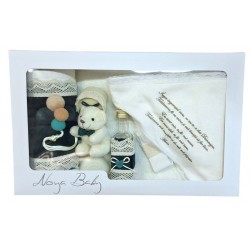 Trusou Botez cu broderie si ursulet Noya Baby Verde Crem TRB531TRC