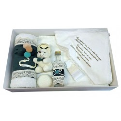 Trusou Botez cu broderie si ursulet Noya Baby Verde Crem TRB531TRC