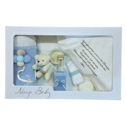 Trusou Botez baieti cu broderie si ursulet Noya Baby Blue Sky TRB529TRC