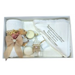 Trusou Botez fetite cu broderie si ursulet Noya Baby Crem TRB527TRC