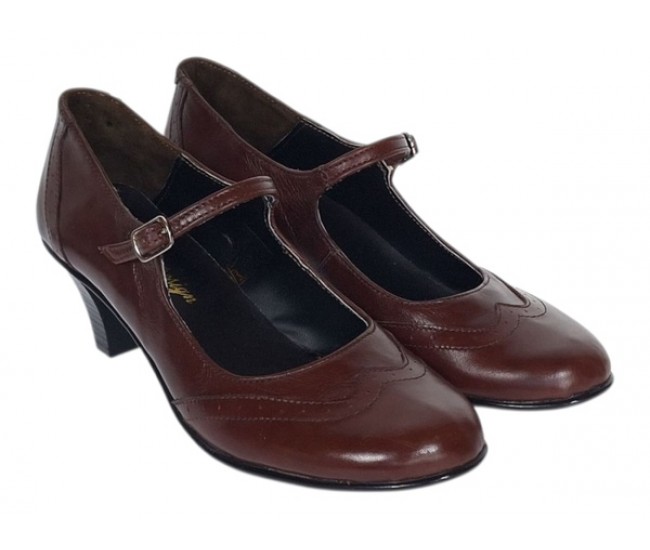 Pantofi dama eleganti din piele naturala cu toc mic de 5cm,  foarte comozi  - P104MARO
