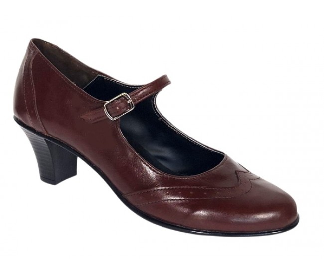 Pantofi dama eleganti din piele naturala cu toc mic de 5cm,  foarte comozi  - P104MARO