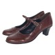 Pantofi dama eleganti din piele naturala cu toc mic de 5cm,  foarte comozi  - P104MARO