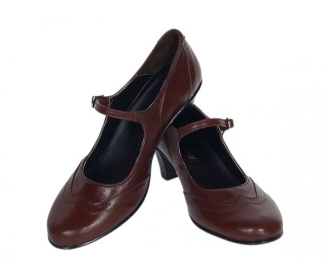 Pantofi dama eleganti din piele naturala cu toc mic de 5cm,  foarte comozi  - P104MARO