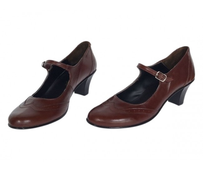 Pantofi dama eleganti din piele naturala cu toc mic de 5cm,  foarte comozi  - P104MARO