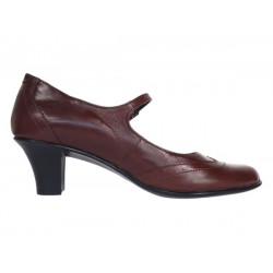 Pantofi dama eleganti din piele naturala cu toc mic de 5cm,  foarte comozi  - P104MARO