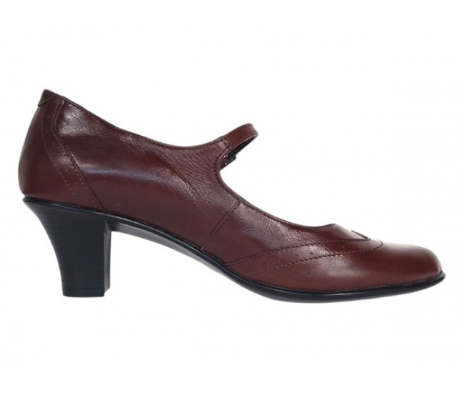 Pantofi dama eleganti din piele naturala cu toc mic de 5cm,  foarte comozi  - P104MARO