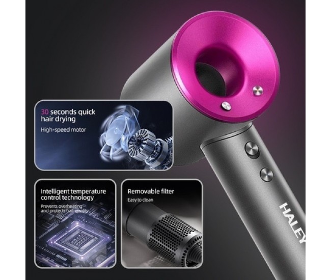 Uscator de Par Profesional HALEY HY-4009 – 1600W, Tehnologie cu Ionizare, Functionare Silentioasa si Control Avansat al Temperaturii