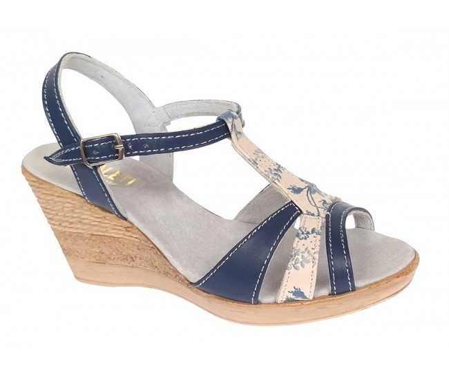 Sandale dama, din piele naturala, Toc 8 cm, Albastru, Color, S47BL1