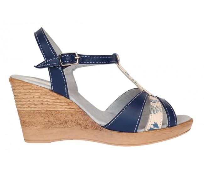 Sandale dama, din piele naturala, Toc 8 cm, Albastru, Color, S47BL1