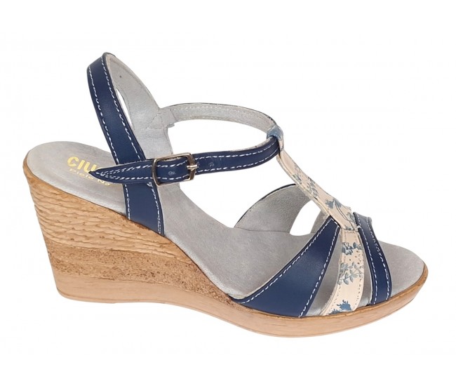 Sandale dama, din piele naturala, Toc 8 cm, Albastru, Color, S47BL1