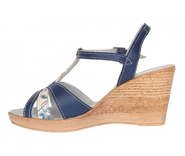 Sandale dama, din piele naturala, Toc 8 cm, Albastru, Color, S47BL1