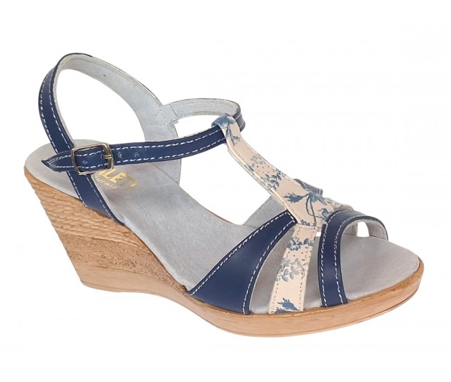 Sandale dama, din piele naturala, Toc 8 cm, Albastru, Color, S47BL1