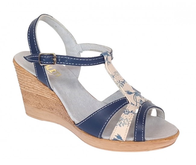 Sandale dama, din piele naturala, Toc 8 cm, Albastru, Color, S47BL1