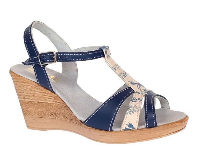 Sandale dama, din piele naturala, Toc 8 cm, Albastru, Color, S47BL1