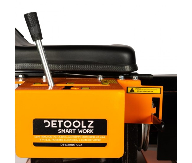 Mini tractor detoolz, 17cp, 530cc, motor pe motorina 4t, 4x4, 4 viteze, pornire electrica, 2 cutii de viteze