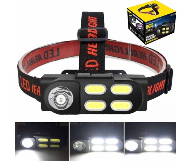 KX-211 Lanterna portabila XPE+4COB LED, Incarcare USB, Baterie acumulator 18650 Camping Pescuit de noapte