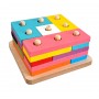 Sortator din lemn, Jucarie educativa pentru copii, construit pe 5 nivele, 15 piese si o baza - CUBCREATIV