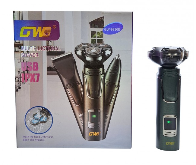 Aparat de ras (3 in 1), cu masina de tuns si trimmer nas, GW9936