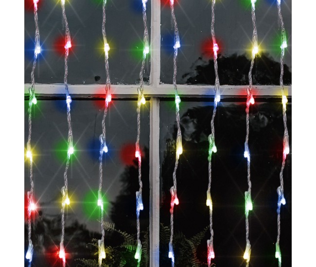 Instalatie pentru fereastra, interior, exterior,  tip plasa 240 leduri multicolore, viteza reglabila, 3m 17910