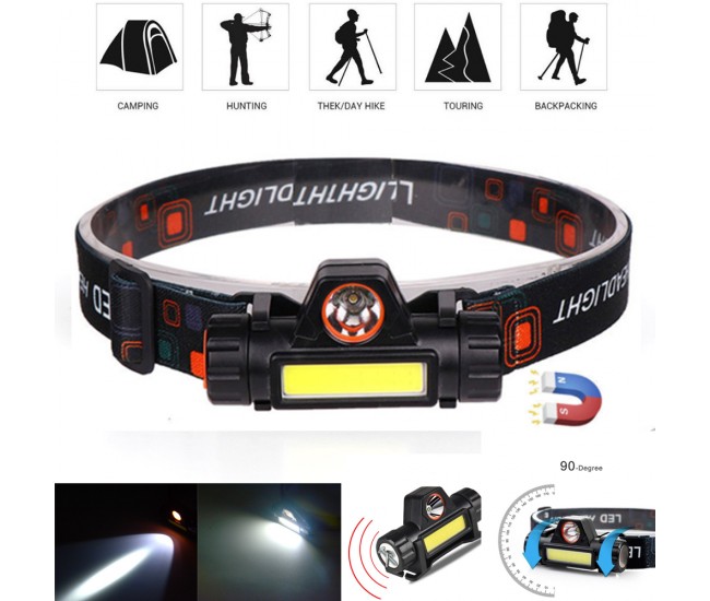 Lanterna portabila XPE+COB LED, Incarcare USB, Baterie acumulator, Camping Pescuit de noapte MZ4327