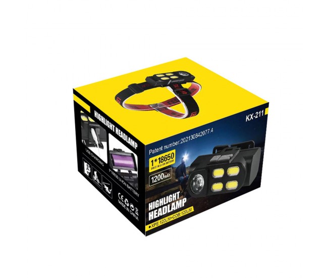 KX-211 Lanterna portabila XPE+4COB LED, Incarcare USB, Baterie acumulator 18650 Camping Pescuit de noapte