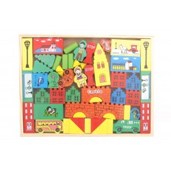 Cuburi din lemn pentru copii cu forme geometrice, figurine