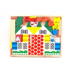 Joc constructiv,  cuburi din lemn -  Jucarie creativ educativa copii TW04