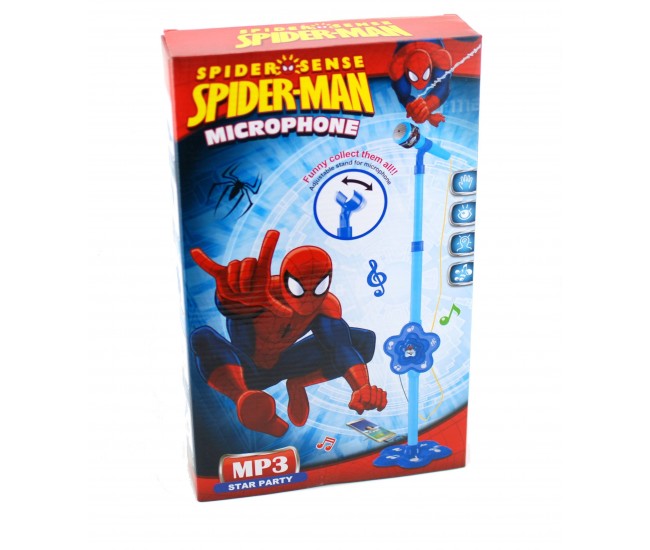 Microfon de jucarie Spiderman, karaoke pentru copii cu amplificator voce si inaltime ajustabila 5837