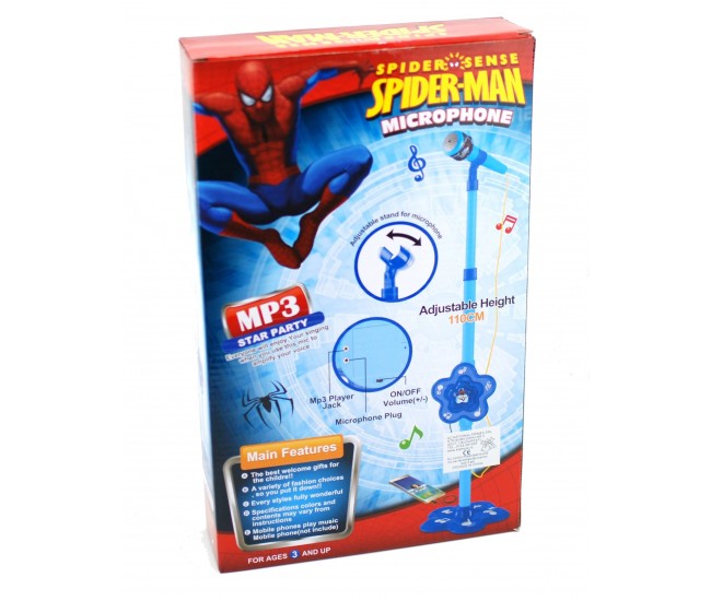 Microfon de jucarie Spiderman, karaoke pentru copii cu amplificator voce si inaltime ajustabila 5837 Microfon de jucarie Spiderman, karaoke pentru copii cu amplificator voce si inaltime ajustabila 5837
