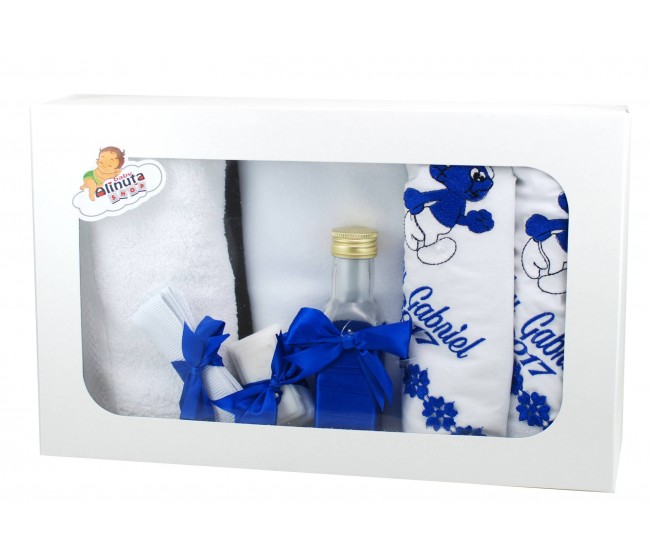 Trusou botez baieti cu Strumfi - set personalizat biserica TB21BABY