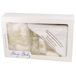 Trusou Botez crem cu broderie royal pentru fetite si baieti - set complet pentru biserica TRB507