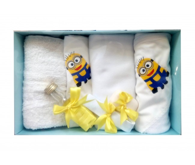 Trusou botez personalizat baieti cu Minion - set complet biserica TB99155