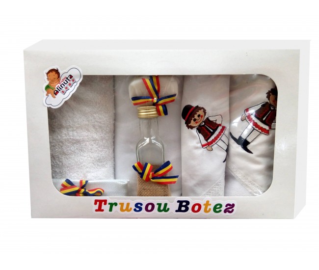 Trusou botez personalizat - traditional pentru fetite si baieti - set complet biserica T5464