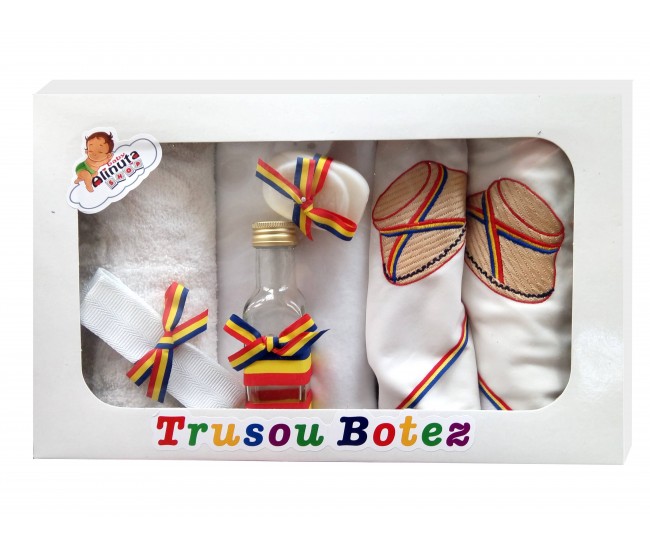 Trusou botez personalizat - traditional pentru fetite si baieti - set complet biserica T5462